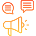 nucleos empresariais - ações de marketing - icone megafone e balões de conversa