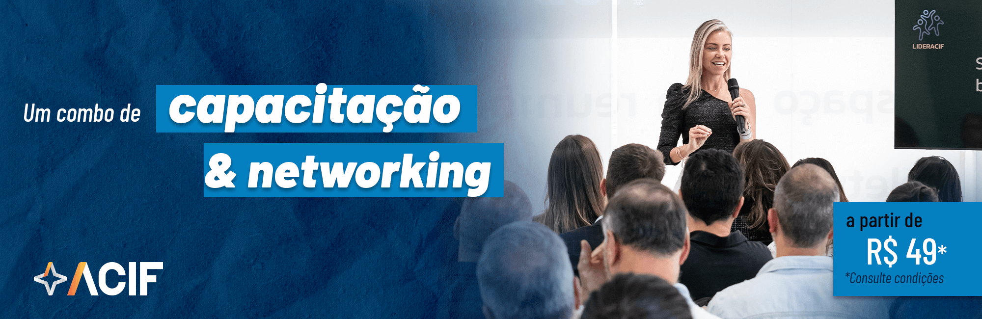 Capacitação & Networking - banner home divulgando venda de curso oferecido pela acif.